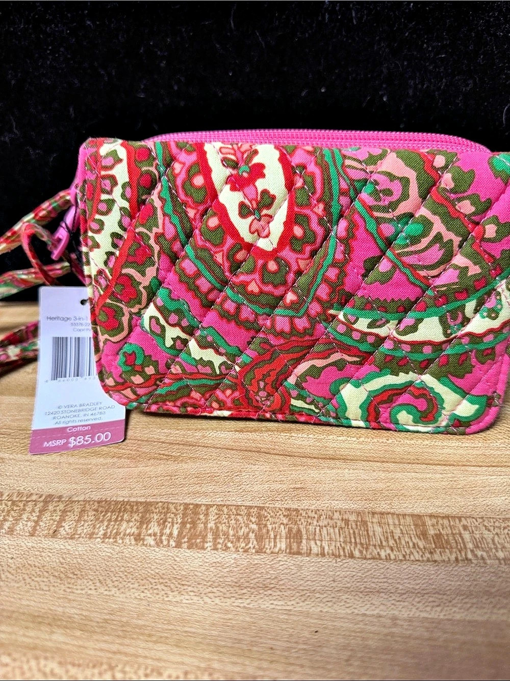 Vera Bradley Heritage 3-in-1 Crossbody Paisley Pink & Green NWT
